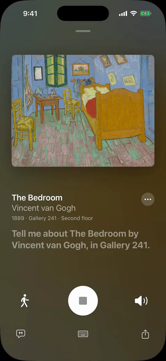 The TAO app: a visitor asks about The Bedroom in the guide